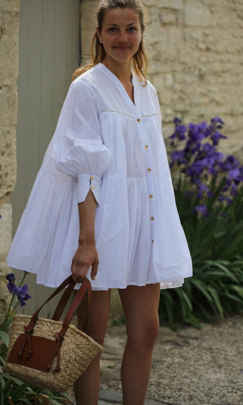 Robe chemise courte blanche