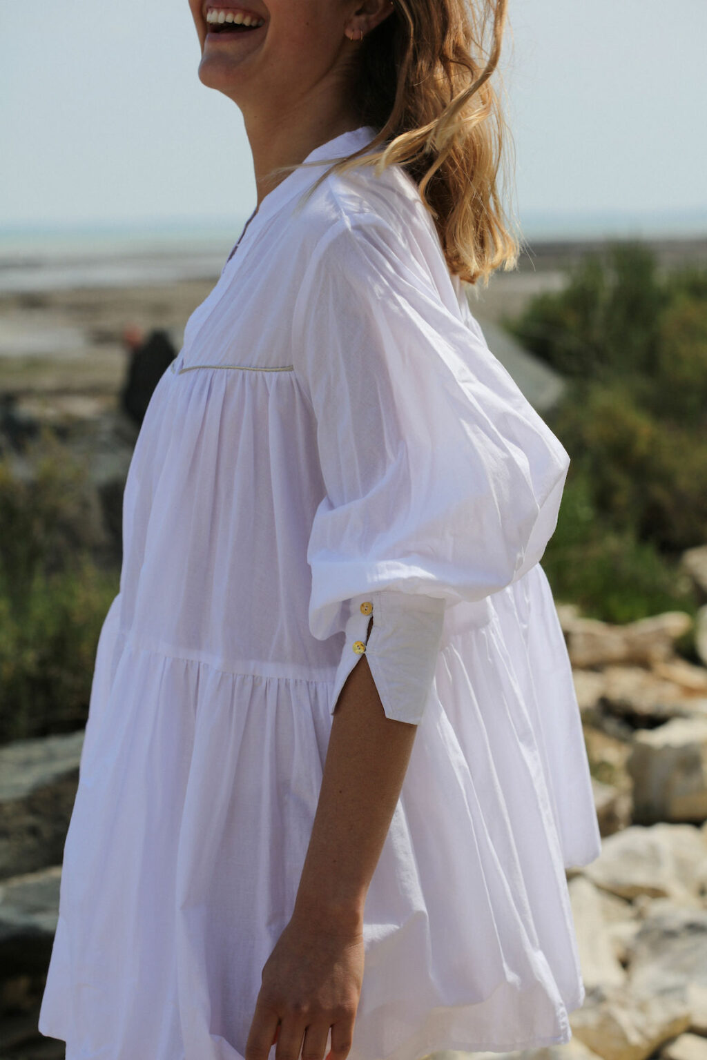 Robe chemise courte banche