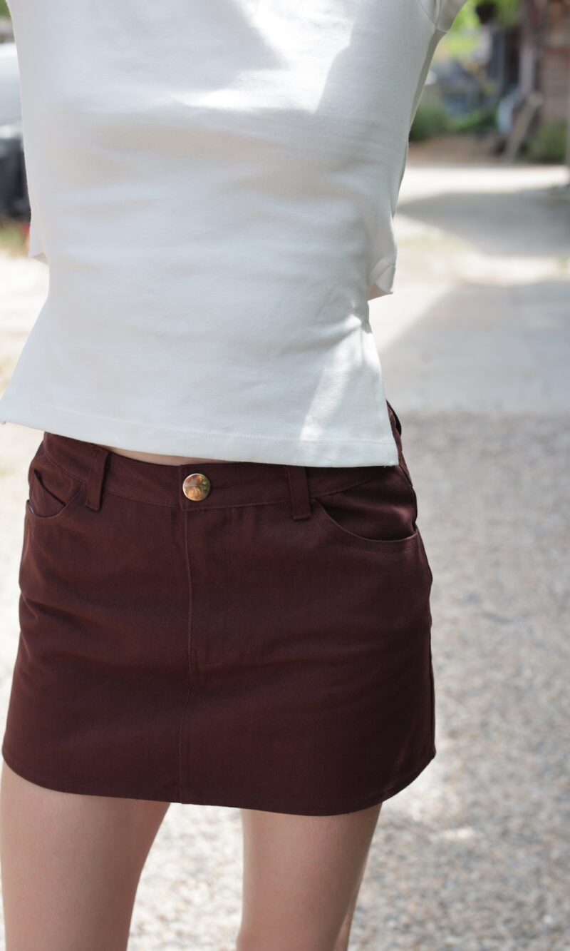 MINI-JUPE Jean Marron