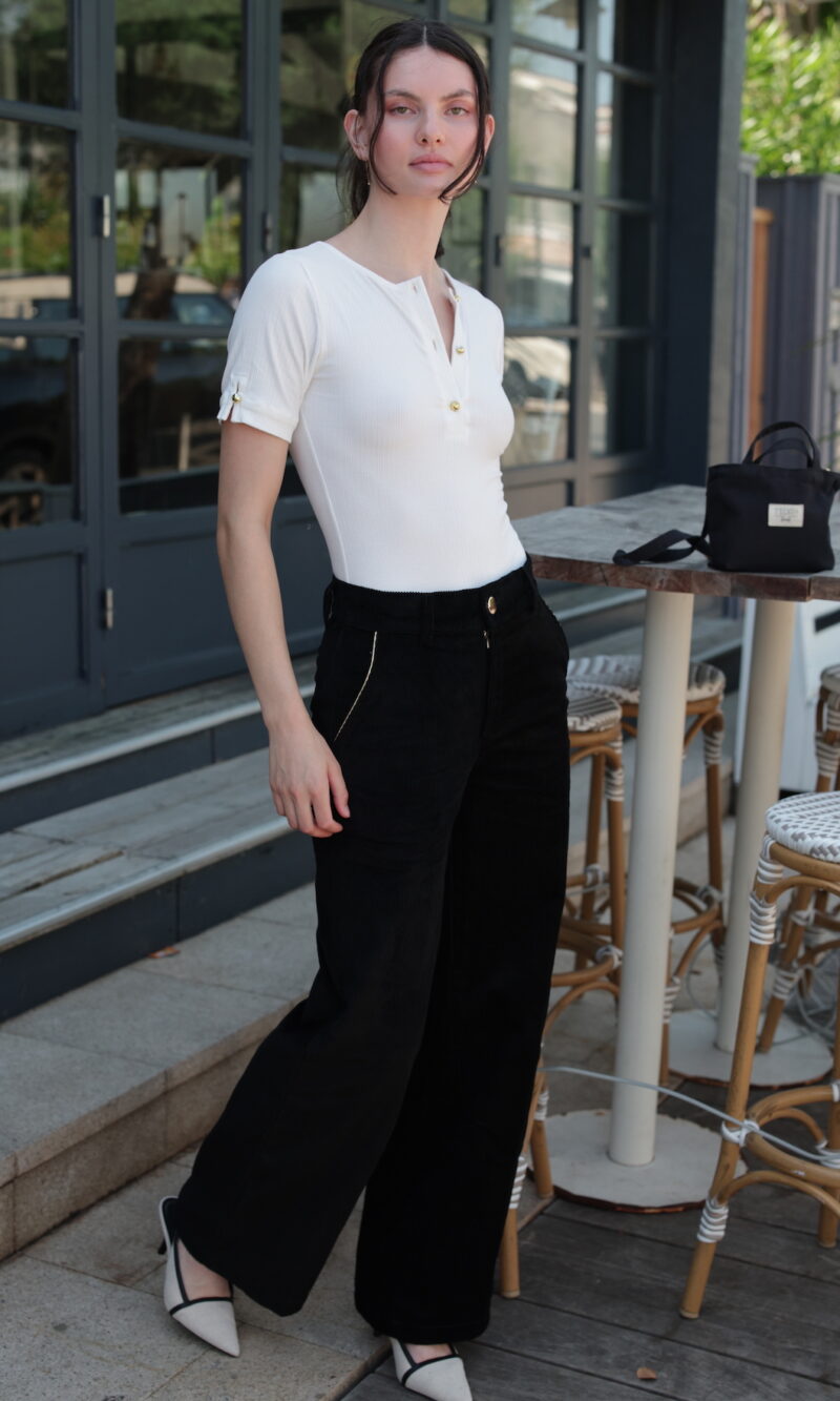 Pantalon VELOUR COTELE Noir