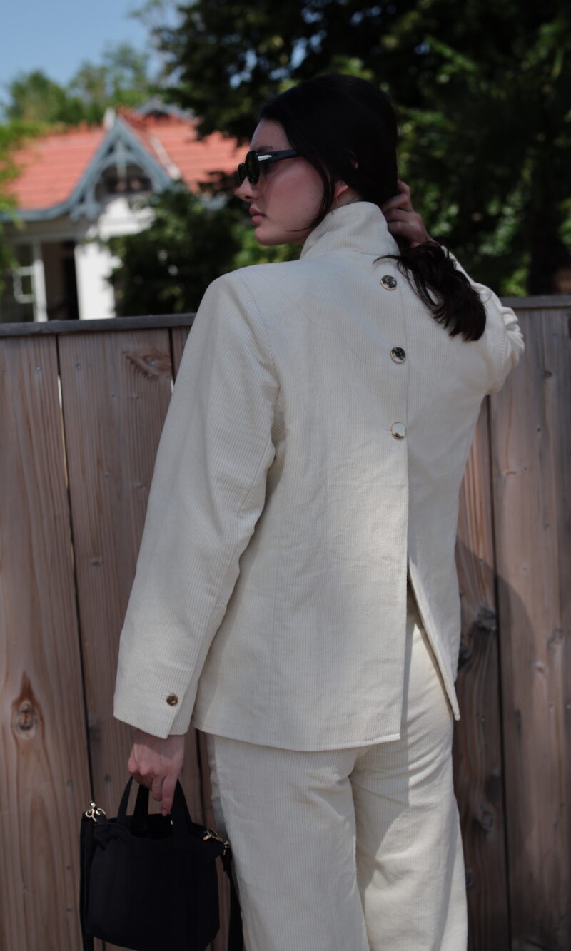BLAZER Velour Côtelé Blanc