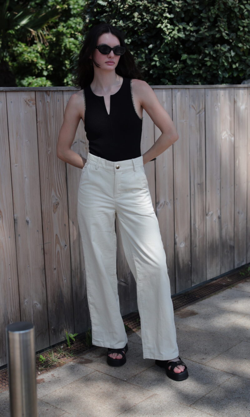 Pantalon VELOUR COTELE Blanc