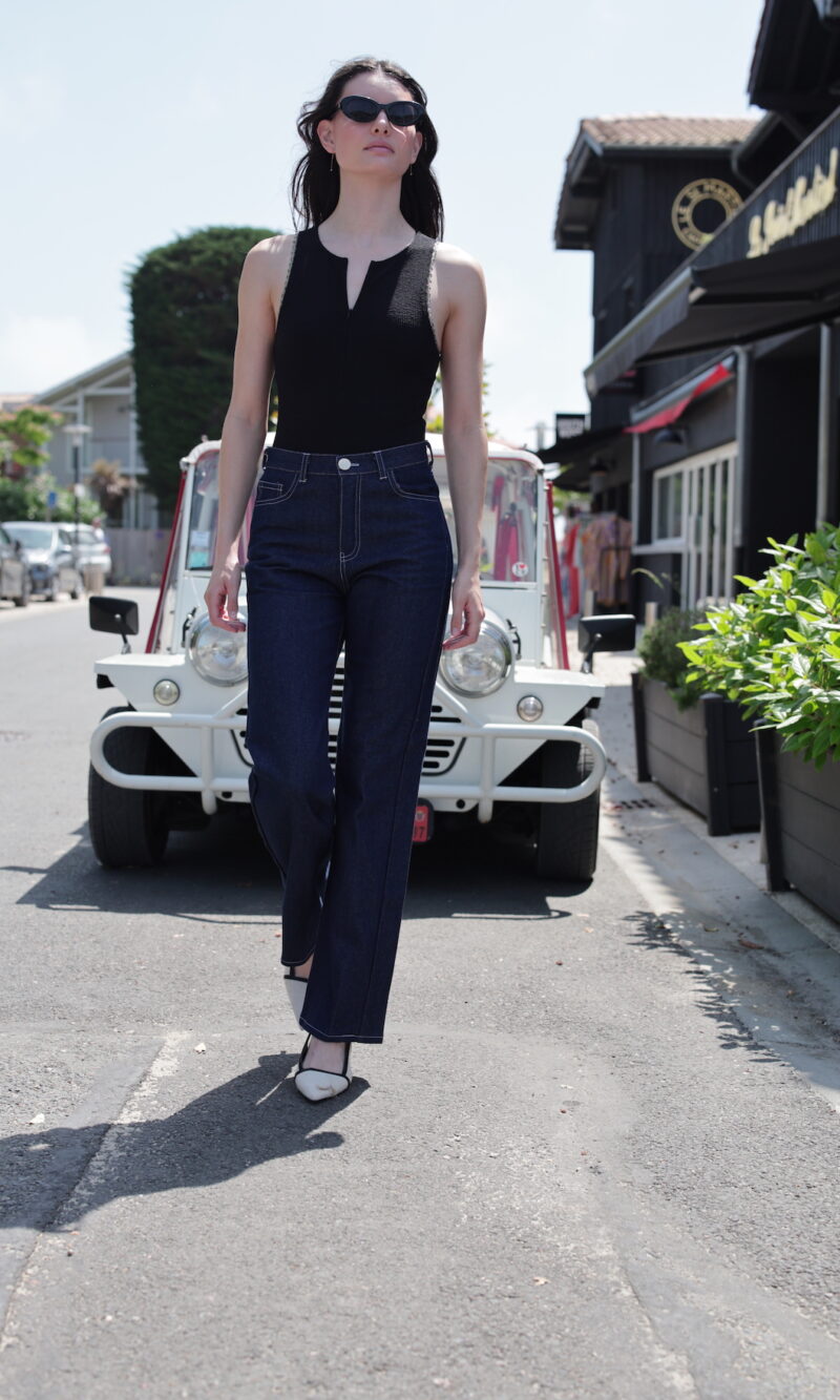 Jean STRAIGHT Bleu-Noir-Blanc-Marron