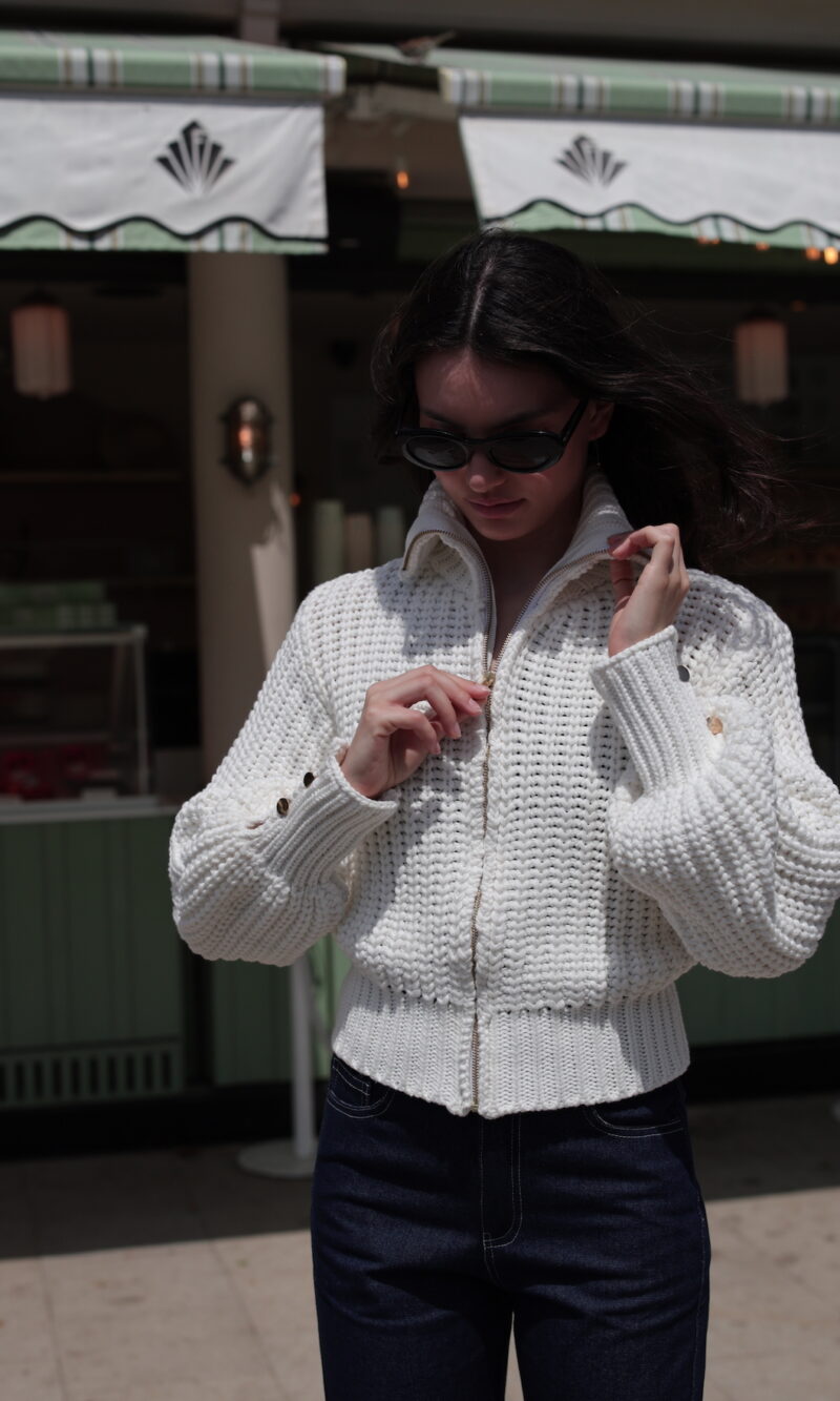 Gilet CROCHET ZIP Blanc